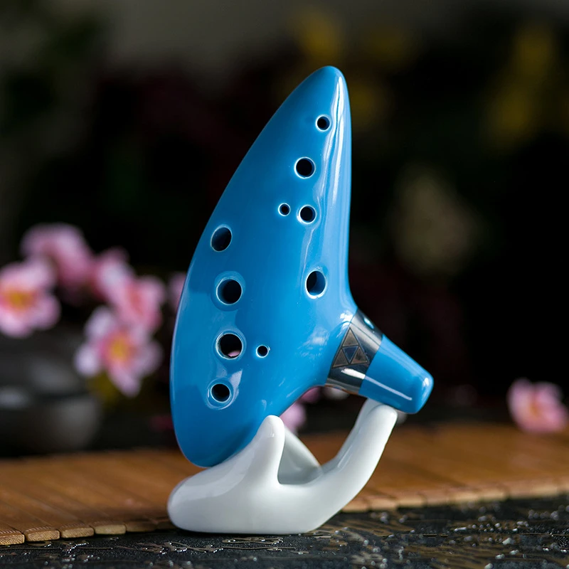 Высокая 12 отверстий C тон Ocarina Керамическая Флейта с шейным ремешком шнур яркая