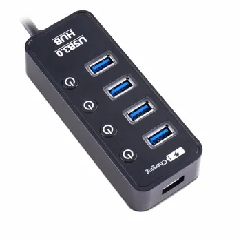 5-Port USB 3.0 Charging Hub with 4pcs Data Transfer Ports, 1pc 5V/2.1A Smart Charging Port
5-Port USB 3.0 Charging Hub with 4pcs Data Transfer Ports, 1pc 5V/2.1A Smart Charging Port