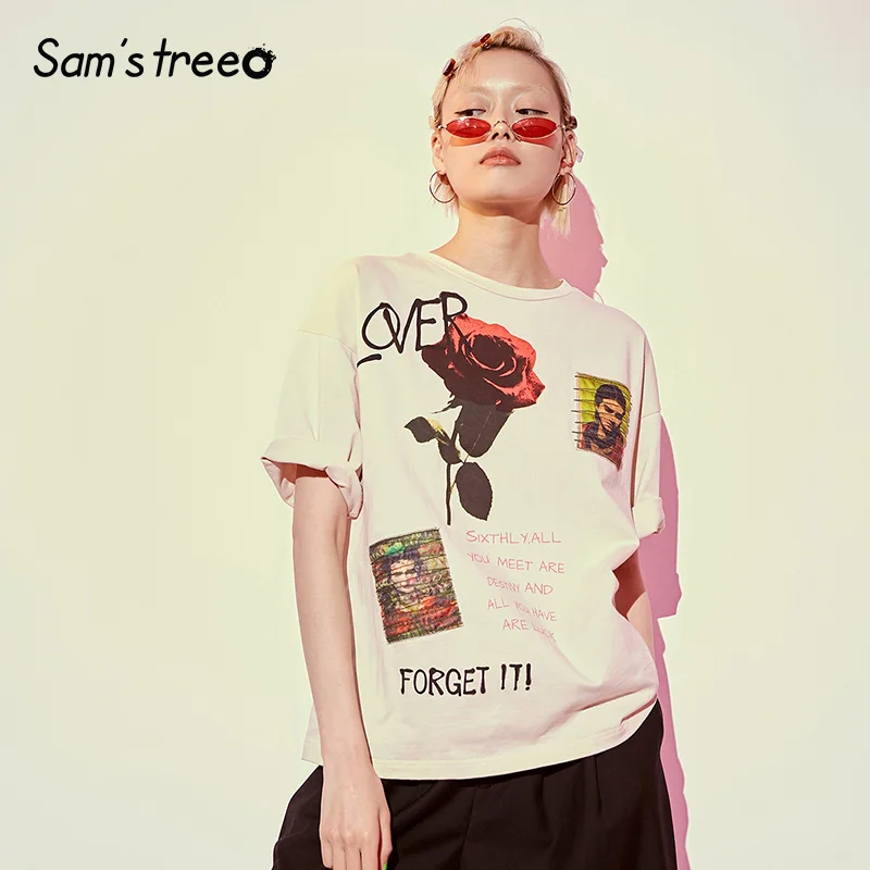 Samstree Vintage Floral & Letter Print Women T-shirts Fashion Casual Oversize Female Tee Tops 2019 Summer Streetwear T-shirt
Samstree Vintage Floral & Letter Print Women T-shirts Fashion Casual Oversize Female Tee Tops 2019 Summer Streetwear T-shirt