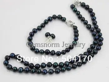 Cultured Black Freshwater Pearl Jewelry Set Wholesale 3 Sets/lot Shinny 7-8MM Pearl Beads Necklace Set Best Selling FP255
Cultured Black Freshwater Pearl Jewelry Set Wholesale 3 Sets/lot Shinny 7-8MM Pearl Beads Necklace Set Best Selling FP255