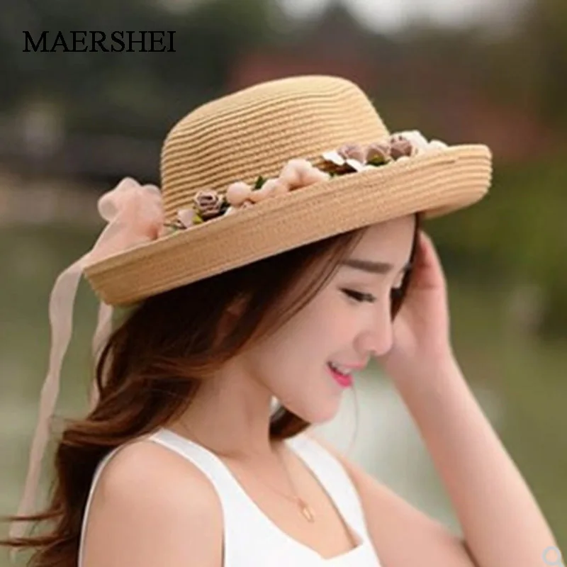 MAERSHEI Summer Straw Hat Handmade Flower Women's Garland Sunbonnet Bucket Hat Roll-up Hem Beach Cap Sun Hat For Girls
MAERSHEI Summer Straw Hat Handmade Flower Women's Garland Sunbonnet Bucket Hat Roll-up Hem Beach Cap Sun Hat For Girls