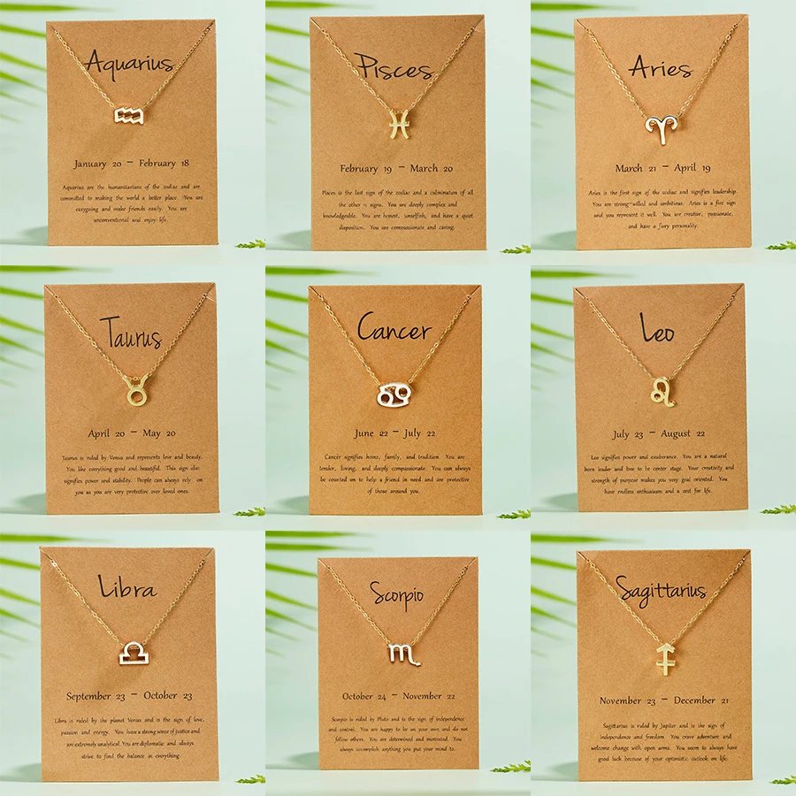Rinhoo Tiny 12 Constellation Symbol Pendant Paper Card Necklaces Women Beauty Jewelry Lovers Gifts Message Sign Short Necklace
Rinhoo Tiny 12 Constellation Symbol Pendant Paper Card Necklaces Women Beauty Jewelry Lovers Gifts Message Sign Short Necklace