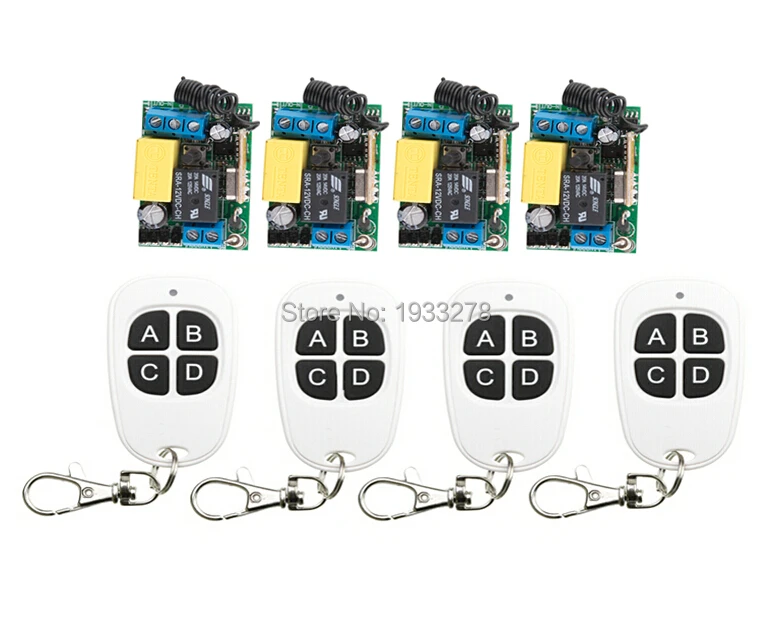 AC 220 V 1 CH Wireless remote control switch System fashion simple black-white remote control 4 Transmitter +4 Receiver
AC 220 V 1 CH Wireless remote control switch System fashion simple black-white remote control 4 Transmitter +4 Receiver