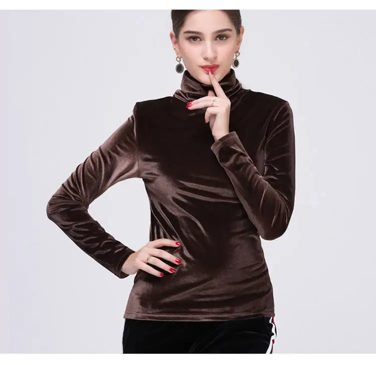 Loose t-shirt female 2018 new high-neck gold velvet shirt long-sleeved bottoming shirt women's spring and autumn thermal underwe
Loose t-shirt female 2018 new high-neck gold velvet shirt long-sleeved bottoming shirt women's spring and autumn thermal underwe