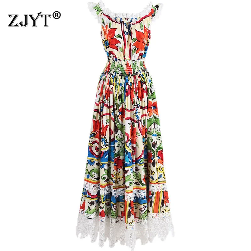2019 Summer Designer Runway Dress Women Vestidos Elegant Slash Neck Vintage Print Big Swing Lace Patchwork Midi Cotton Dresses
2019 Summer Designer Runway Dress Women Vestidos Elegant Slash Neck Vintage Print Big Swing Lace Patchwork Midi Cotton Dresses