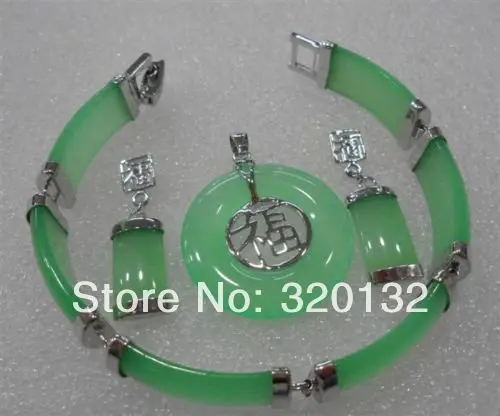 Fashion Jewelry natural green jade lucky pendant Necklace bracelet earring Silver gold plated Jewellery sets free shipping
Fashion Jewelry natural green jade lucky pendant Necklace bracelet earring Silver gold plated Jewellery sets free shipping
