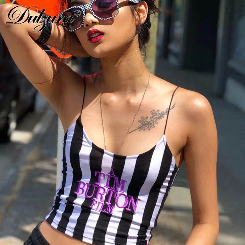 Dulzura letter embroidery women sexy crop top 2018 summer sleeveless skinny camis stripe camisoles TIM BURTON
Dulzura letter embroidery women sexy crop top 2018 summer sleeveless skinny camis stripe camisoles TIM BURTON
