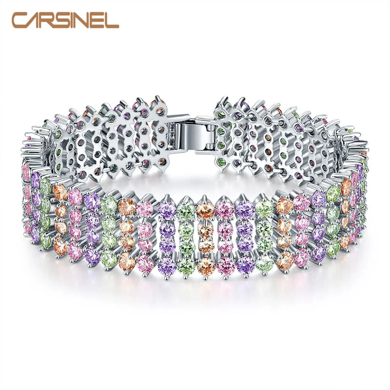 CARSINEL Fashion Charm Colorful Rhinestone Wide Cubic Zirconia Bracelets for Woman Lady Party Gift
CARSINEL Fashion Charm Colorful Rhinestone Wide Cubic Zirconia Bracelets for Woman Lady Party Gift