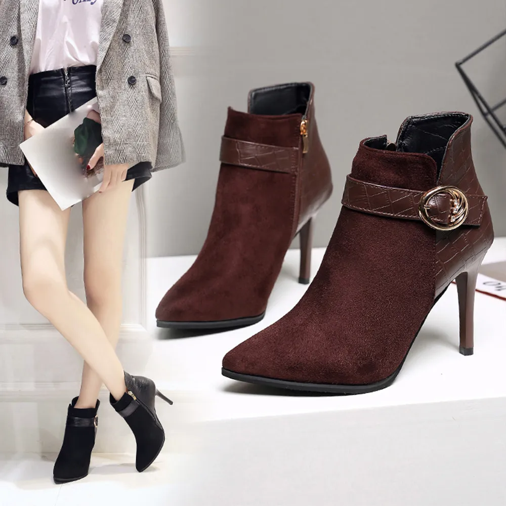 Xiniu Women's Side Zipper High Heel Boots Belt Buckle Ankle Boots Stiletto Heel Shoes Botines Mujer 2018
Xiniu Women's Side Zipper High Heel Boots Belt Buckle Ankle Boots Stiletto Heel Shoes Botines Mujer 2018