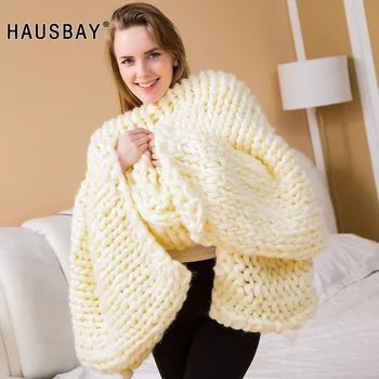 Hand Chunky Wool Knitted Blanket Thick Yarn Wool Bulky Knitting Throw Blankets Nordic Home Textile Drop Shipping BK002
Hand Chunky Wool Knitted Blanket Thick Yarn Wool Bulky Knitting Throw Blankets Nordic Home Textile Drop Shipping BK002