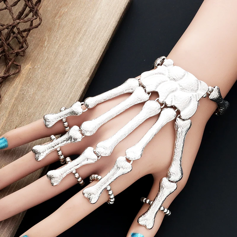 Nightclub Punk Skull Bead Finger Bracelet Gothic Skeleton Bone Hand Finger Flexible Bracelets For Women Christmas Halloween Gift
Nightclub Punk Skull Bead Finger Bracelet Gothic Skeleton Bone Hand Finger Flexible Bracelets For Women Christmas Halloween Gift