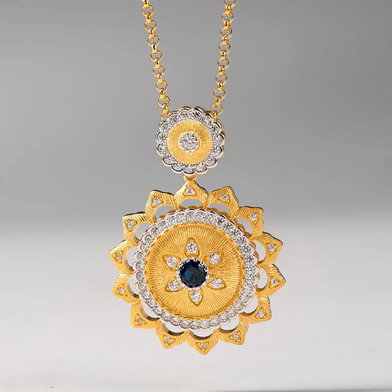 CMajor Italian Craftwork Sterling Silver Two Tone 5A Cubic Zircon Lace Flower Vintage Pendant Necklaces Gift For Women
CMajor Italian Craftwork Sterling Silver Two Tone 5A Cubic Zircon Lace Flower Vintage Pendant Necklaces Gift For Women