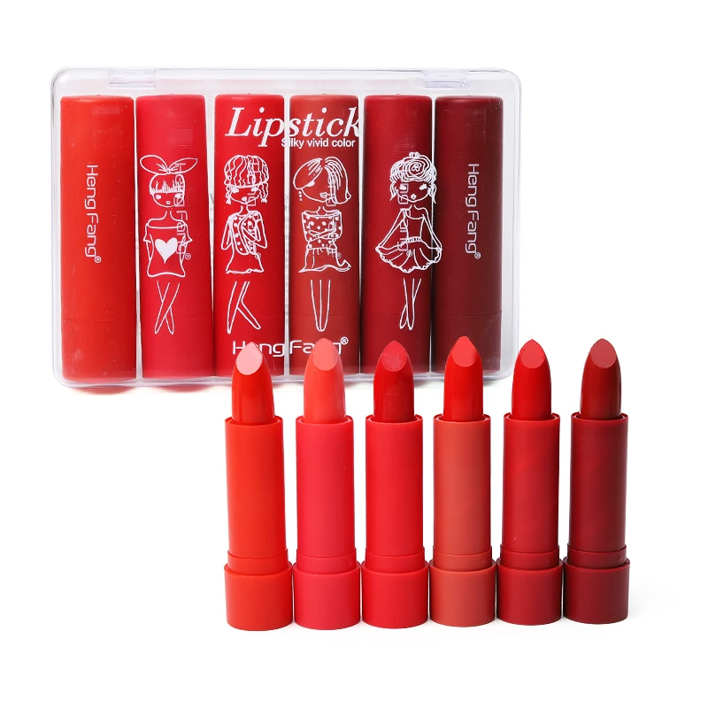 6Pcs/Set Matte Lipstick Easy To Wear Long-lasting Waterproof For Women Sexy Lips Color Cosmetics Lipsticks Velvet Lip Makeup |