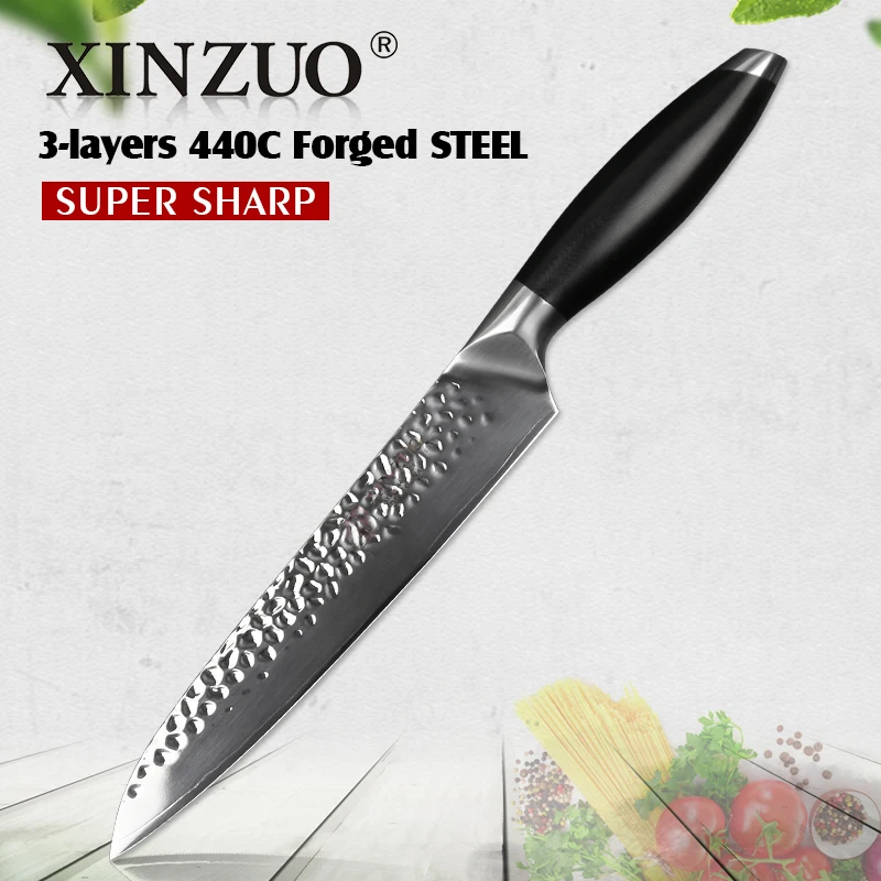 XINZUO 8'' Slicing Knife Stainless Steel Best Sharp Kitchen Knife Cleaver 3 Layer 440C Steel Knives Cook Tools with G10 Handle
XINZUO 8'' Slicing Knife Stainless Steel Best Sharp Kitchen Knife Cleaver 3 Layer 440C Steel Knives Cook Tools with G10 Handle
