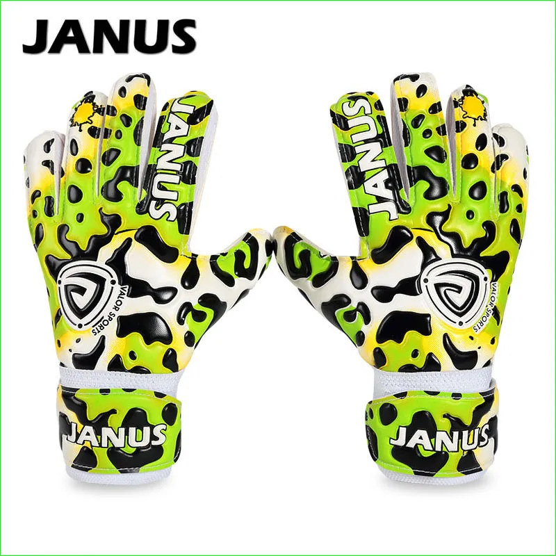 Image Janus Kids Goalkeeper Gloves With Finger Protection Professional Children Latex Leopard Print Soccer Goalie Gloves