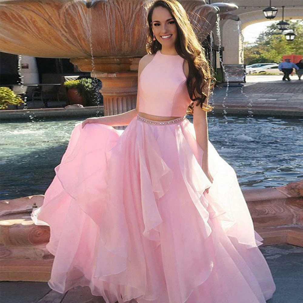 Prom-Dress Long Party Dresses 2019 Two Piece Evening Dress Pink Tiered Evening Gowns Beading Vestido-de-fiesta
Prom-Dress Long Party Dresses 2019 Two Piece Evening Dress Pink Tiered Evening Gowns Beading Vestido-de-fiesta