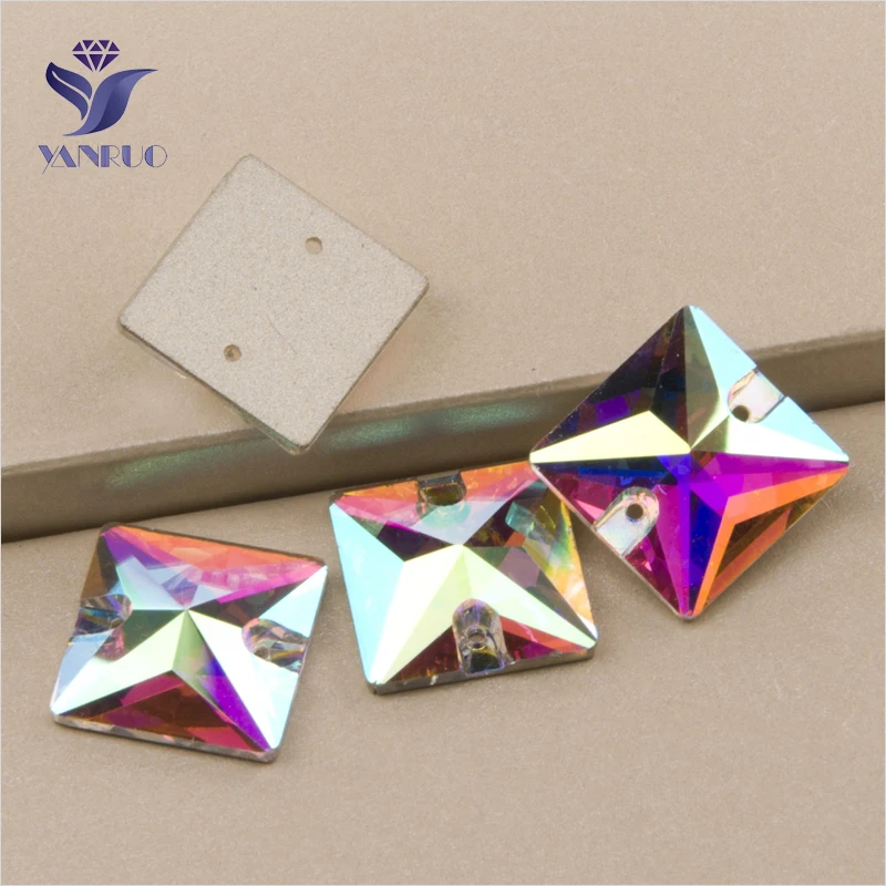 

YANRUO 3240 All Sizes AB Excellent Quality Sew On Stones Crystal Strass Square Rhinestone Flatback For Garment Jewelry