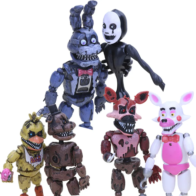 6pcs/set 12-18cm FNAF Figures Foxy Freddy Lightening Movable joints Action Figure Toys Halloween Decorations Gifts
6pcs/set 12-18cm FNAF Figures Foxy Freddy Lightening Movable joints Action Figure Toys Halloween Decorations Gifts