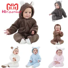 Macacão de bebê Recém-nascido Do Bebê Roupas de Menina Conjunto Bonito 3D Ouvido Urso Macacão de Bebê Roupas Menino Definir Outono Inverno Bebê Aquecido conjunto de roupas(China)
