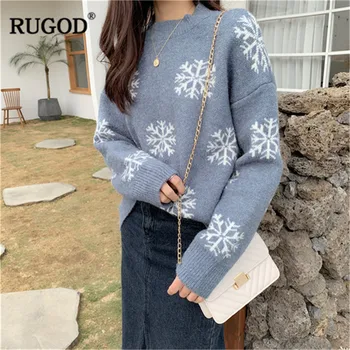 RUGOD Winter women clothes Casual snowflak printed knitted sweater women Fashion O Neck long sleeve office lady pullover sweater
RUGOD Winter women clothes Casual snowflak printed knitted sweater women Fashion O Neck long sleeve office lady pullover sweater