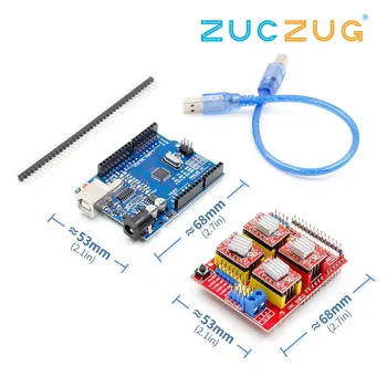 cnc shield v3 engraving machine 3D Printer+ 4pcs A4988 driver expansion board UNO R3 with USB cable
cnc shield v3 engraving machine 3D Printer+ 4pcs A4988 driver expansion board UNO R3 with USB cable
