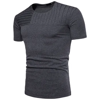 Men's T-shirt Chest horizontal and vertical stripes design fashion solid color with round neck men's short-sleeved T-shirt
Men's T-shirt Chest horizontal and vertical stripes design fashion solid color with round neck men's short-sleeved T-shirt
