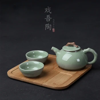 Chinese kungfu teaware one pot two cups portable travel tea set bamboo plate Japanese ceramic handmade puer tea service
Chinese kungfu teaware one pot two cups portable travel tea set bamboo plate Japanese ceramic handmade puer tea service