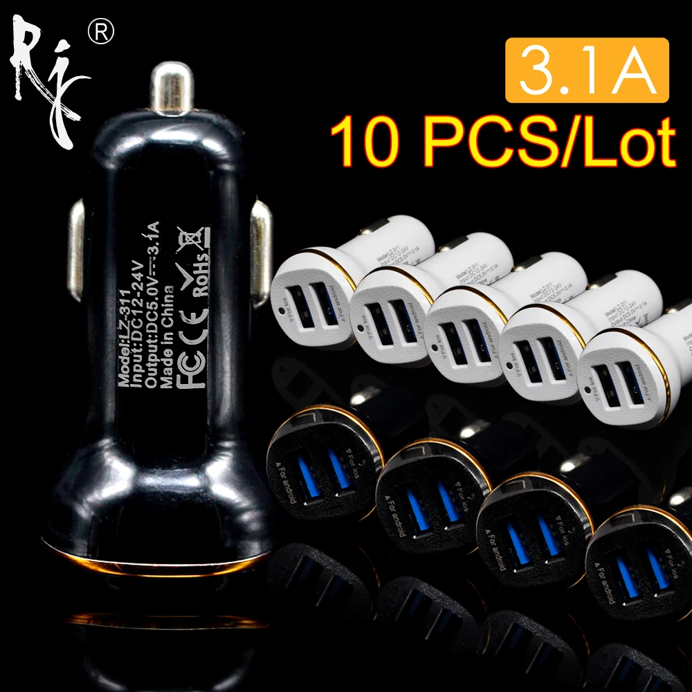 10 PCS/Lot 3.1A max(Real) Output 2 USB Car Charger Fast Charge For Iphone 6s 6 plus SE for Samsung S6 S5 S4 mobile phones tablet
10 PCS/Lot 3.1A max(Real) Output 2 USB Car Charger Fast Charge For Iphone 6s 6 plus SE for Samsung S6 S5 S4 mobile phones tablet