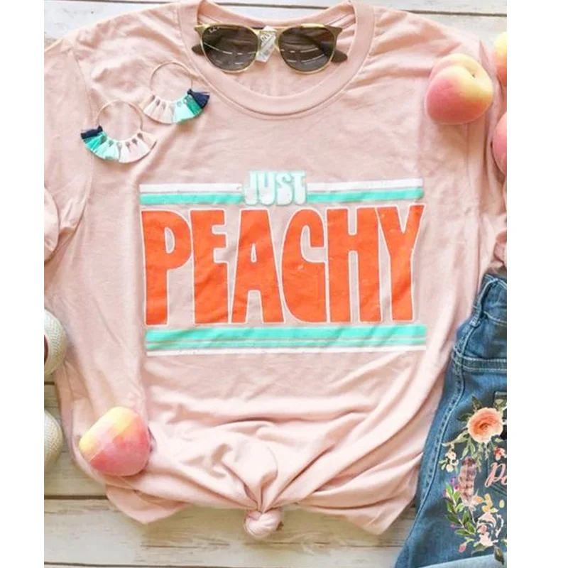 Just Peachy Top Short Sleeve Graphic Tees Printing Summer Shirt Female Tee Women T-Shirt Fashion
Just Peachy Top Short Sleeve Graphic Tees Printing Summer Shirt Female Tee Women T-Shirt Fashion