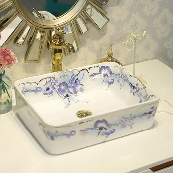 Rectangular Shape Ceramic Painting Art Lavabo Bathroom Vessel Sinks counter top blue and white ceramic wash basin bathroom sink
Rectangular Shape Ceramic Painting Art Lavabo Bathroom Vessel Sinks counter top blue and white ceramic wash basin bathroom sink