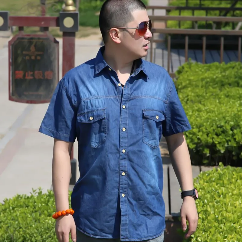Plus BIG Large Size Summer Shirt Men 6XL size LOOSE cowboy brand cotton Denim Short thin sleeve solid blue Camping Running shirt
Plus BIG Large Size Summer Shirt Men 6XL size LOOSE cowboy brand cotton Denim Short thin sleeve solid blue Camping Running shirt
