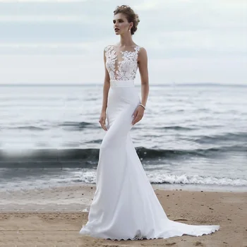 2020 Mermaid Wedding Dress Sexy Illusion Bodice Chiffon Bridal Gown Customized Vestido de Novia Plus Size Bride Dress 
2020 Mermaid Wedding Dress Sexy Illusion Bodice Chiffon Bridal Gown Customized Vestido de Novia Plus Size Bride Dress