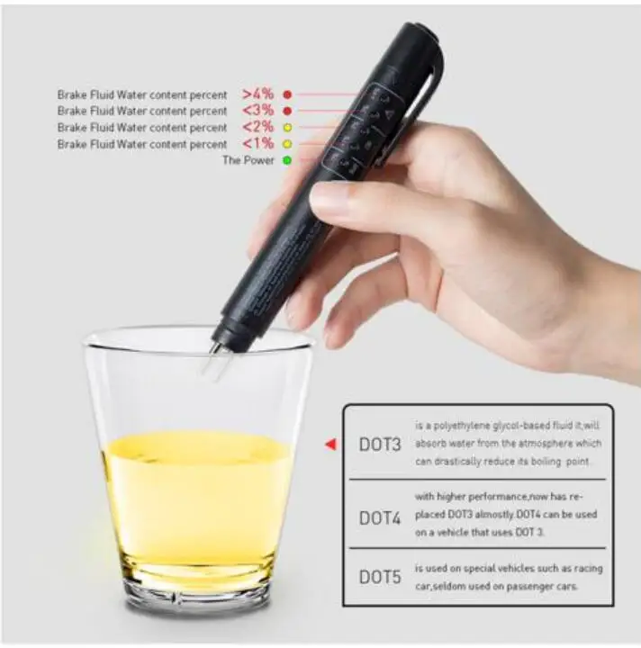 Universal Brake Fluid Tester Accurate Oil Quality Check Pen Car Brake Liquid Digital Tester Vehicle Auto Automotive Testing Tool
Universal Brake Fluid Tester Accurate Oil Quality Check Pen Car Brake Liquid Digital Tester Vehicle Auto Automotive Testing Tool