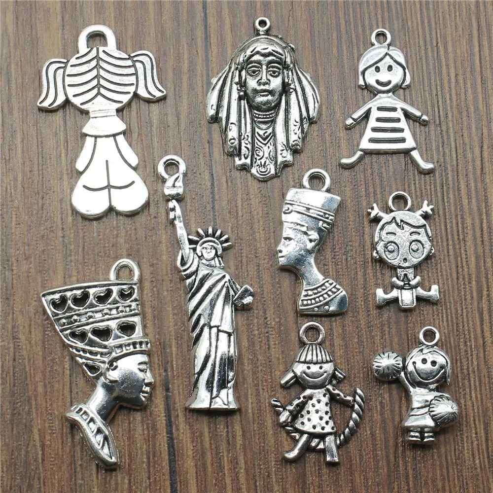 10pcs/lot Antique Silver Color Girl Charm Pendants Jewelry Accessories Human Female Charms For Jewelry Making Woman Charms
10pcs/lot Antique Silver Color Girl Charm Pendants Jewelry Accessories Human Female Charms For Jewelry Making Woman Charms