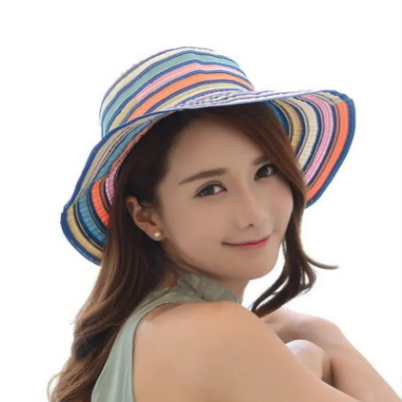 Colorful Striped Summer Hat For Women Foldable Korean Sun Hat Canvas Sun Cap Wide Brim Beach Bucket Hat Female Vacation Sunhat
Colorful Striped Summer Hat For Women Foldable Korean Sun Hat Canvas Sun Cap Wide Brim Beach Bucket Hat Female Vacation Sunhat