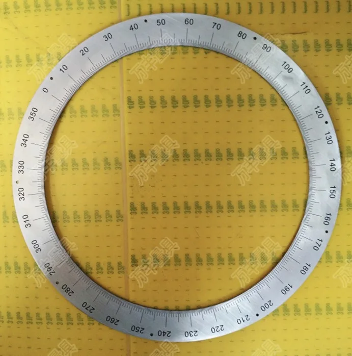 Diameter:310mm inner d:250mm thickness:2mm 360 degree dial 0.5 degree Dial Stainless steel ring positioning hole dial
Diameter:310mm inner d:250mm thickness:2mm 360 degree dial 0.5 degree Dial Stainless steel ring positioning hole dial