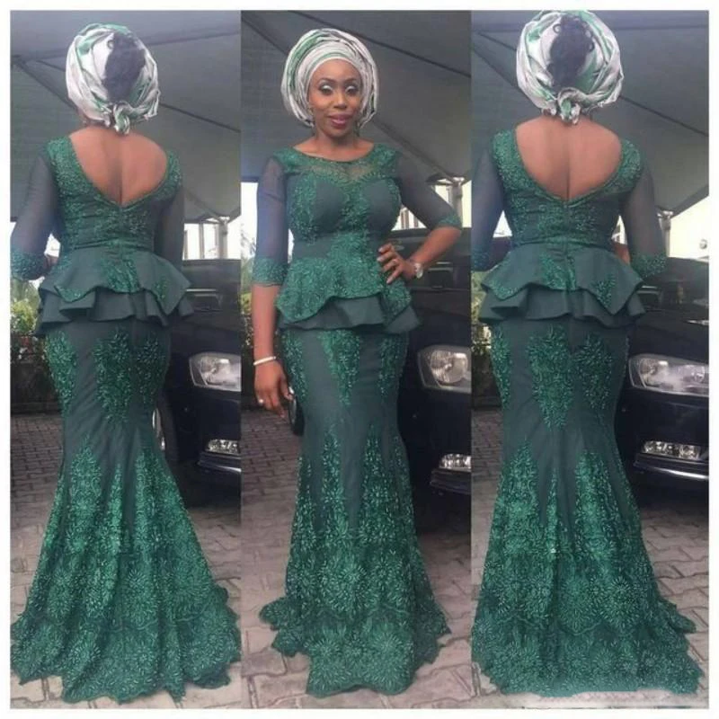 Arabic Lace Prom Gowns Mermaid Sheer Neck African Illusion 3/4 Sleeves Evening Gowns Plus Size Aso Ebi Peplum Formal Party Dress
Arabic Lace Prom Gowns Mermaid Sheer Neck African Illusion 3/4 Sleeves Evening Gowns Plus Size Aso Ebi Peplum Formal Party Dress