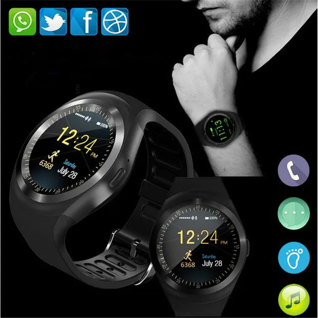 

Y1 Smart Watchs Round Support Nano SIM &TF Card With Whatsapp And Facebook Men Women Business Smartwatch For IOS Android
