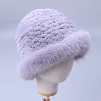 Women's Fahion Real Rex Rabbit Fur Knitted Beanies Top Hat Real Fox Fur Brim Lady Fur Cap Solid Winter Russian Warm Hat Luxury
Women's Fahion Real Rex Rabbit Fur Knitted Beanies Top Hat Real Fox Fur Brim Lady Fur Cap Solid Winter Russian Warm Hat Luxury
