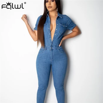 FQLWL Casual Summer Denim Jeans Jumpsuit Women Overalls V Neck Pockets Skinny Sexy Bodycon Rompers Womens Jumpsuit Female 2019
FQLWL Casual Summer Denim Jeans Jumpsuit Women Overalls V Neck Pockets Skinny Sexy Bodycon Rompers Womens Jumpsuit Female 2019