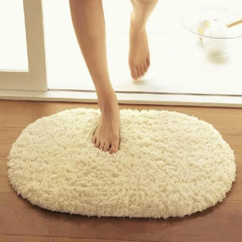 

2019 new round Soft Carpet 60*40cm Anti-Skid Fluffy Shaggy Area Rug Home Bedroom Bathroom Floor Door Mat Faux carpet Mat