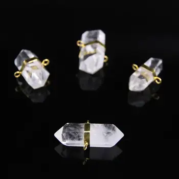 5pcs/lot Natural Clear Crystal Quartz Faceted Double Point Pendants,Gold Plateds Natural Stone Gems Hexagon Points Connectors
5pcs/lot Natural Clear Crystal Quartz Faceted Double Point Pendants,Gold Plateds Natural Stone Gems Hexagon Points Connectors