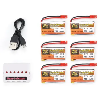 6Pcs ZOP 3.7V 750mAh/1200mAh 30C 1S/JST Plug Lipo Battery Rechargeable with 6 in 1 Battery USB Charger for RC Drone Helicopter
6Pcs ZOP 3.7V 750mAh/1200mAh 30C 1S/JST Plug Lipo Battery Rechargeable with 6 in 1 Battery USB Charger for RC Drone Helicopter