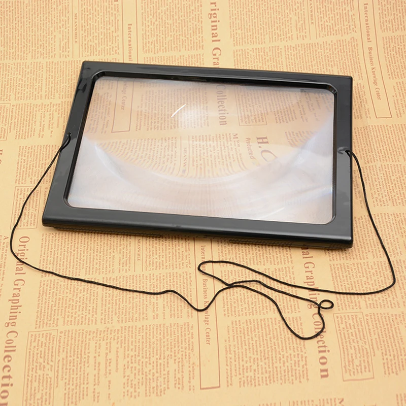 

Ultrathin A4 Full Page Large PVC Magnifier 3X Foldable Magnifying Glass Loupe Hands Free For Reading With 4 LED Lights