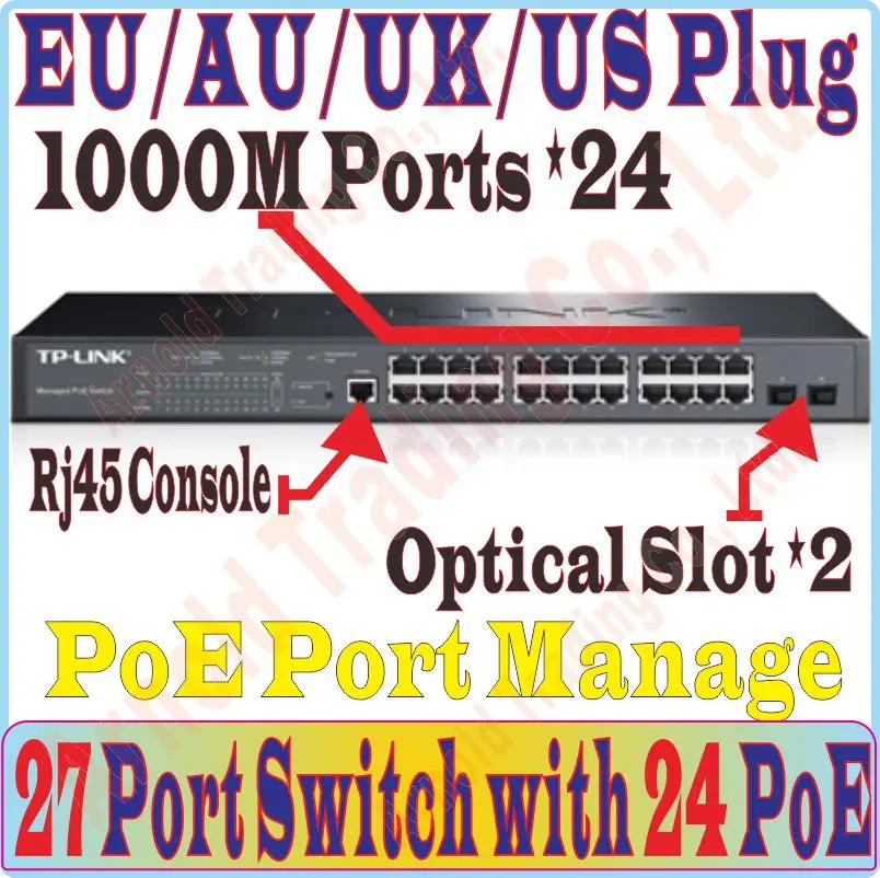 

Chin-Firmware 26 ports POE 1000Mbps Switch with 225Watt 24 POE ports Management, Supply Power to Camera AP etc, With 2*SFP Ports