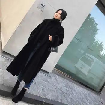 Trench Coat Oversize Solid Cashmere Coats Casual Woolen Blend Cardigan Long Outwear With Belt Autumn winter Women's Manteau
Trench Coat Oversize Solid Cashmere Coats Casual Woolen Blend Cardigan Long Outwear With Belt Autumn winter Women's Manteau