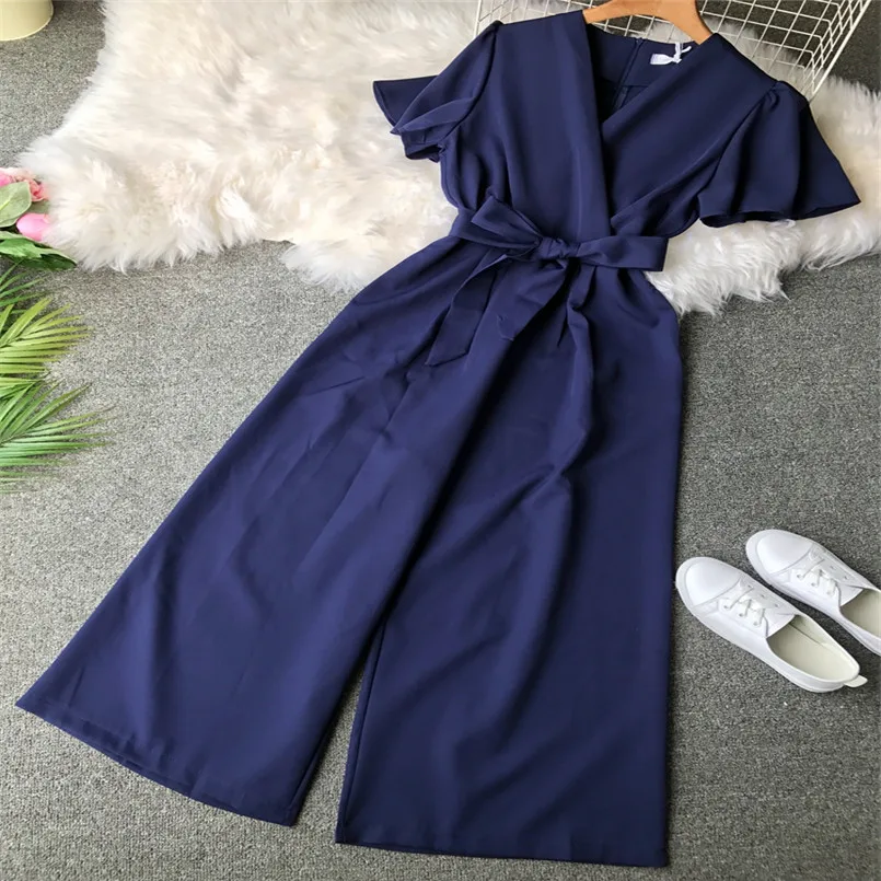 Slim 2019 Fashion V Neck Bandage Jumpsuit Casual Sexy Women Summer Tie Long High Waist Romper Full Length Sashes Solid Overalls
Slim 2019 Fashion V Neck Bandage Jumpsuit Casual Sexy Women Summer Tie Long High Waist Romper Full Length Sashes Solid Overalls