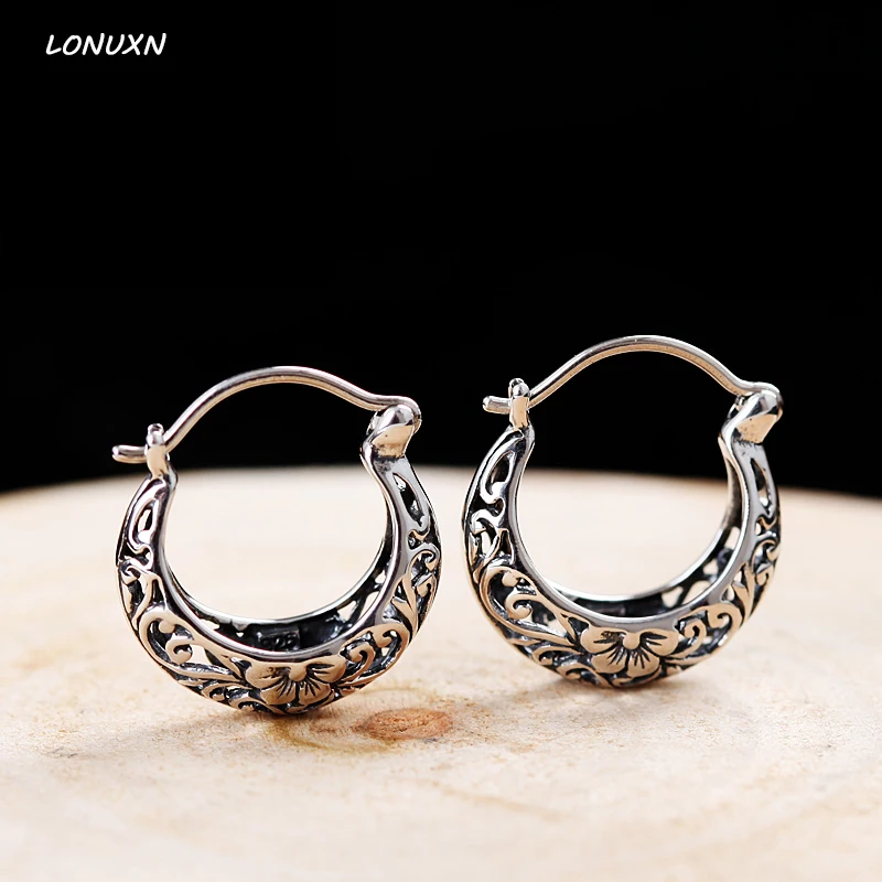 High quality 925 sterling silver female Jewelry retro handmade hoop earrings circle simple fashion bohemian women lovers gift
High quality 925 sterling silver female Jewelry retro handmade hoop earrings circle simple fashion bohemian women lovers gift