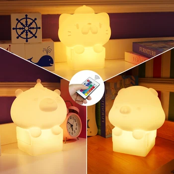 Cat/Piggy/Bear LED Night Light Warm White/RGB Remote Control Table Bedside Cartoon Animal Lamp for Bedroom Baby Room Kids Gift
Cat/Piggy/Bear LED Night Light Warm White/RGB Remote Control Table Bedside Cartoon Animal Lamp for Bedroom Baby Room Kids Gift