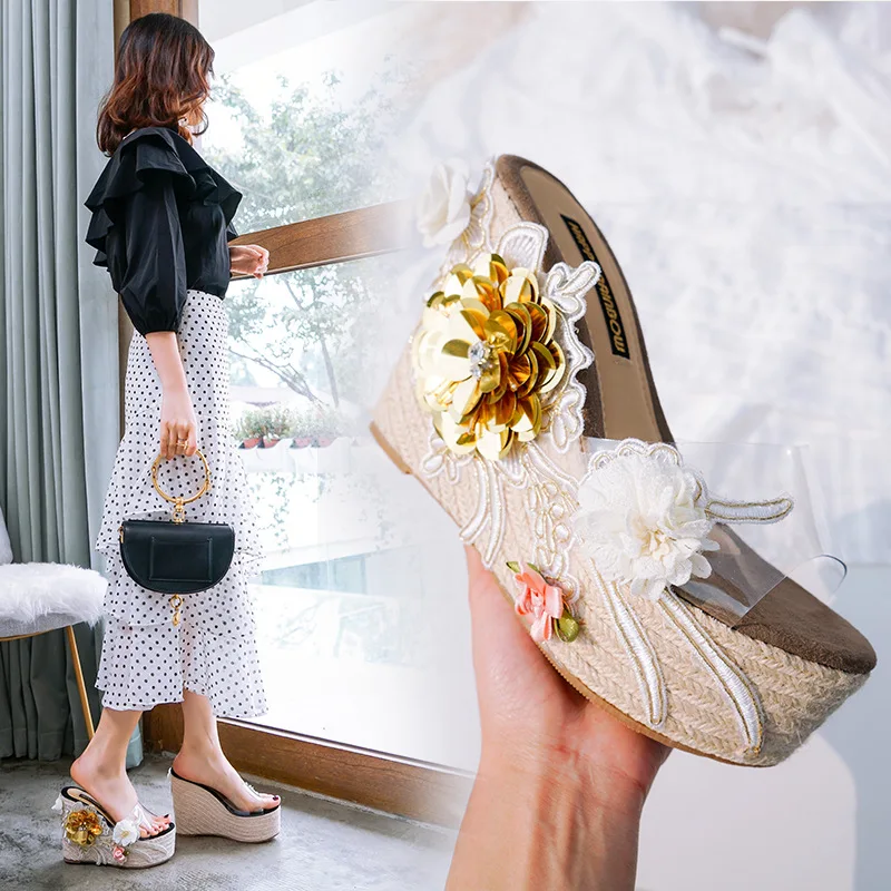 wedge heel rubber slippers slides sandal female summer 2019 cozy Summer heels clogs platform water flower ladies leather shoes
wedge heel rubber slippers slides sandal female summer 2019 cozy Summer heels clogs platform water flower ladies leather shoes